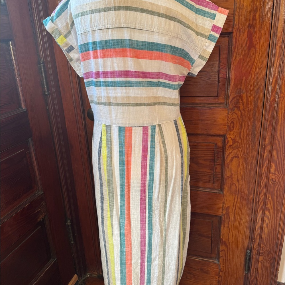 Colorful Fun Striped Dress- button down, summer party - Picture 3 of 4